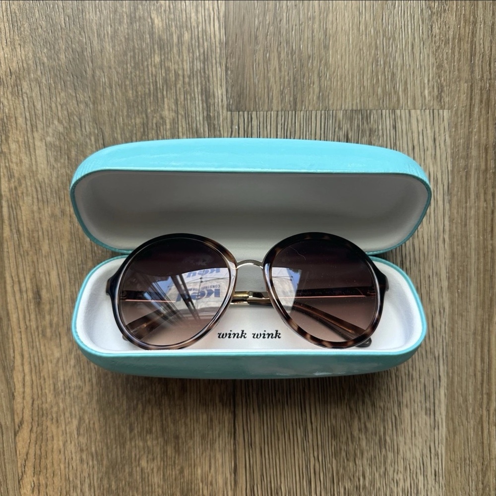 Kate Spade Brown Tortoise-shell  Annbeth 55mm Round Sunglasses with Case